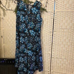 Blue Patterned Sleeveless Dress